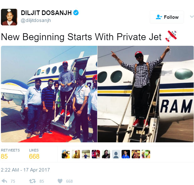 Diljit Dosanjh private jet