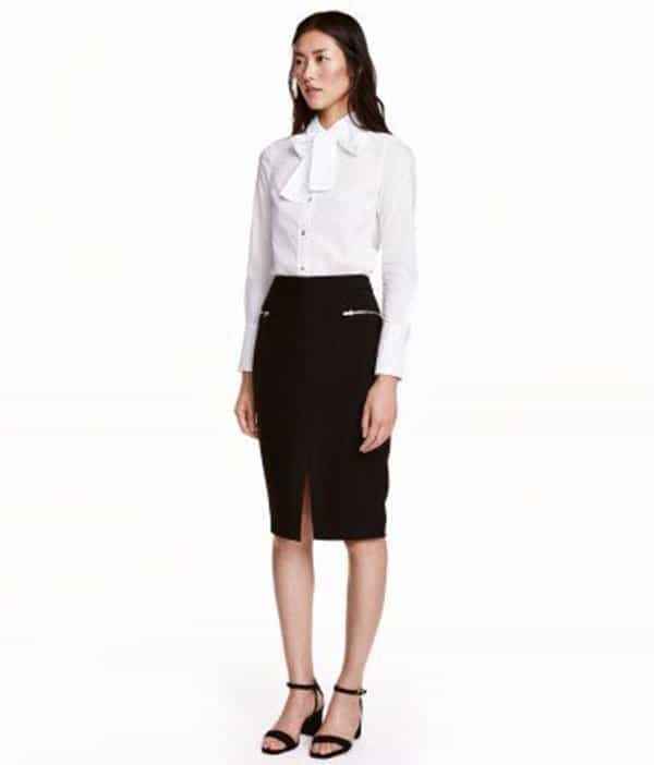 white shirt with pencil skirt